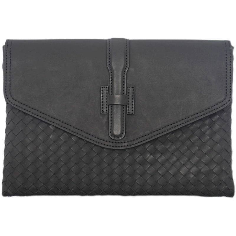 X&BV手包男真皮休闲商务编织青年潮流手抓包夹包信封包男士手拿包