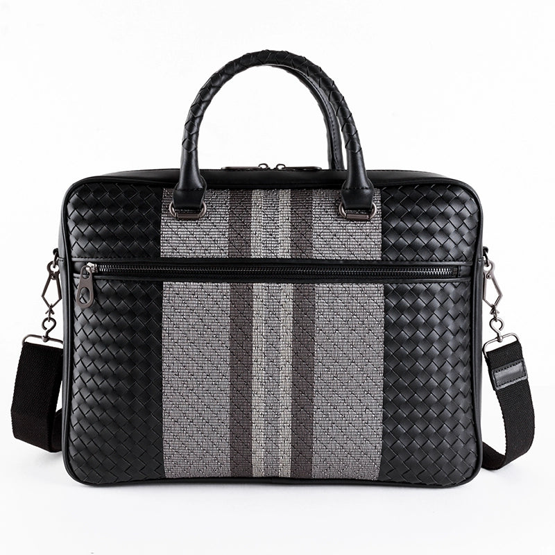 手提包男真皮商务公文包牛皮编织男包单肩斜挎包电脑包男士公文包