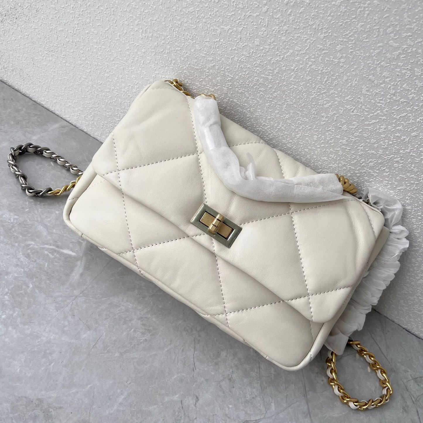 进口头层羊皮女包2024小香链条单肩大容量菱格时尚斜跨真皮女包厂