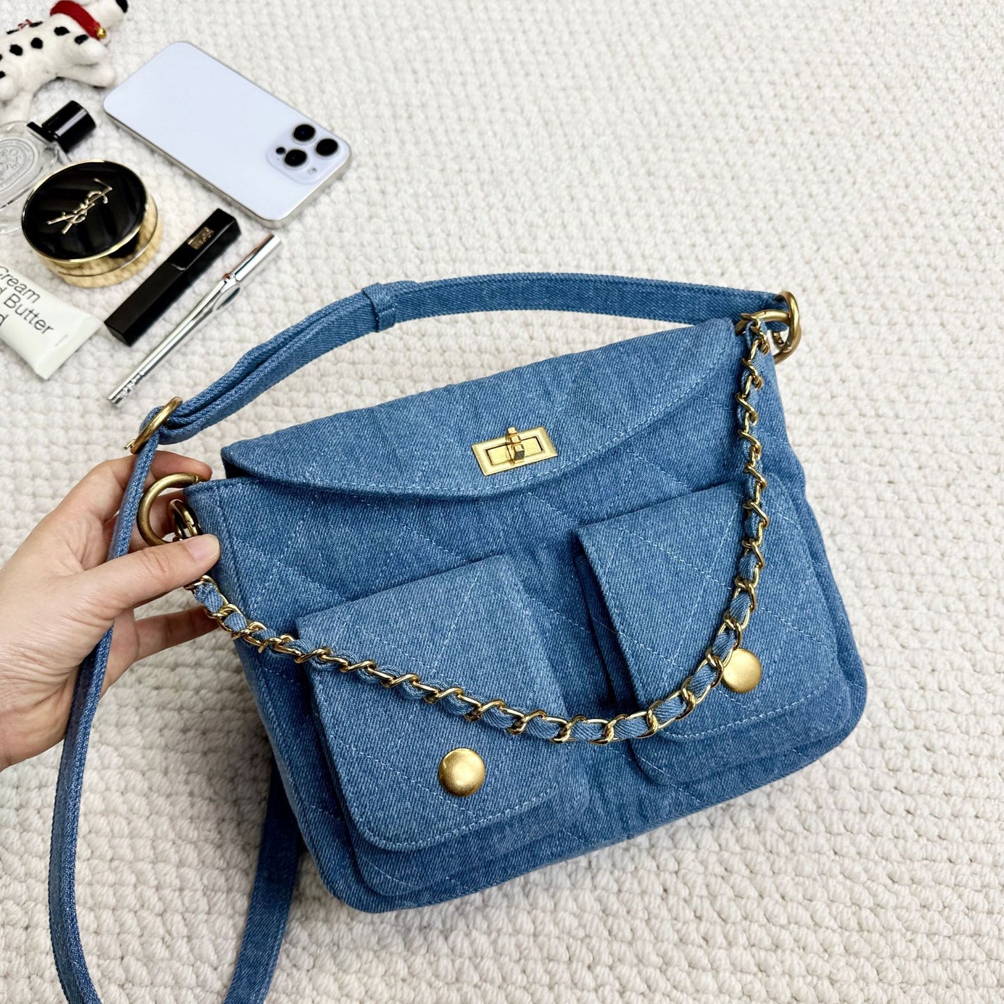 2025新款小香风包包百搭嬉皮hobo邮差包真皮斜挎包女大容量单肩包