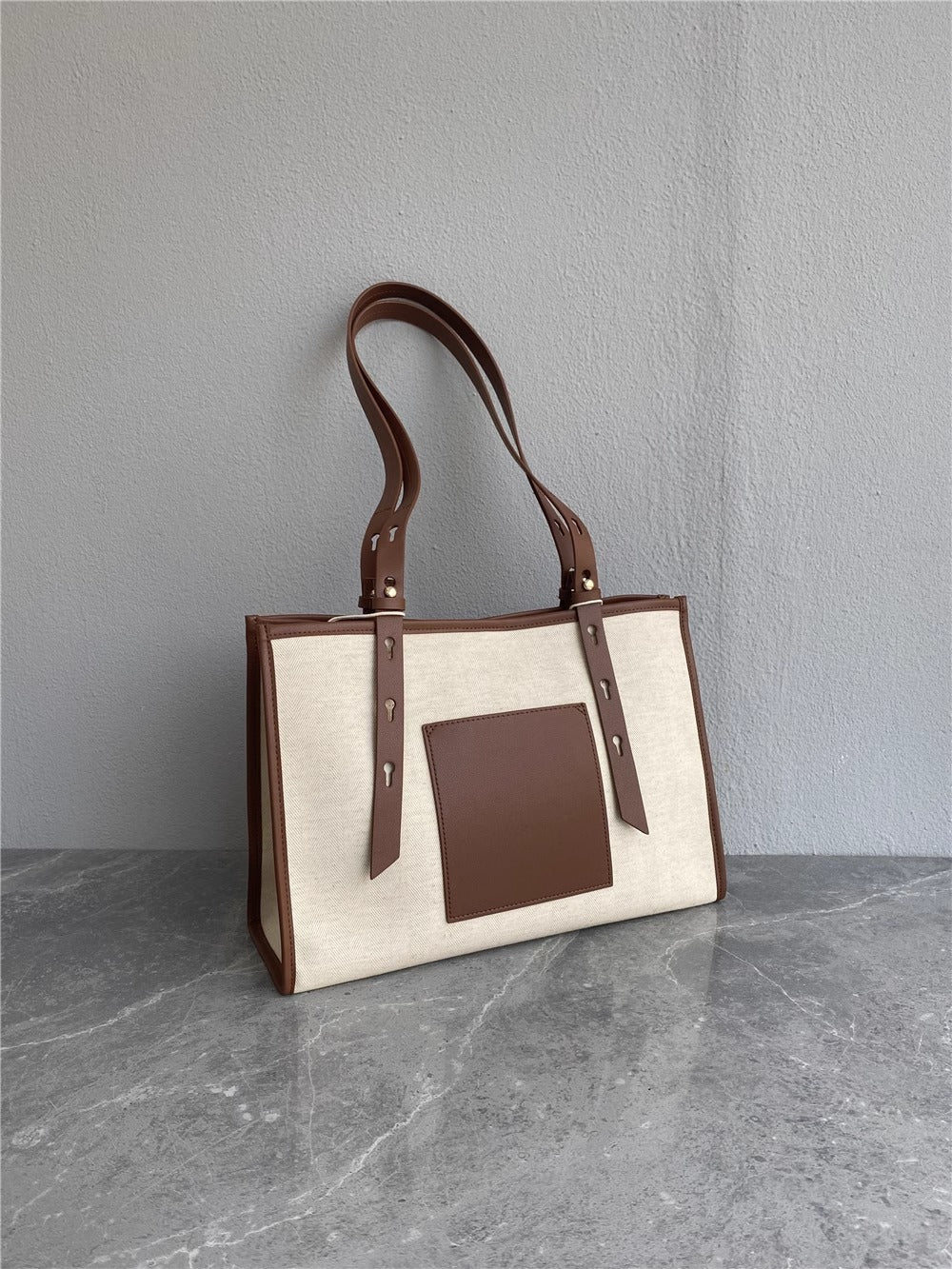 秋冬新款休闲时尚大空间ins潮百搭配牛皮托特包外贸出口欧美女包