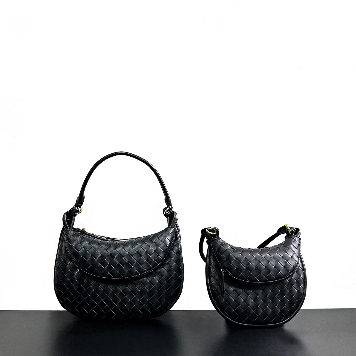 2023新款秋冬原创编织真皮腋下包女简约通勤托特包大休闲手提包女