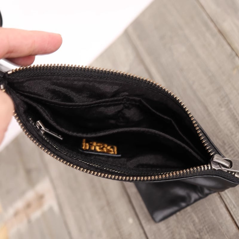 手工真皮横款钱包 植鞣头层牛皮手拎手拿包小手包男女款一件代发