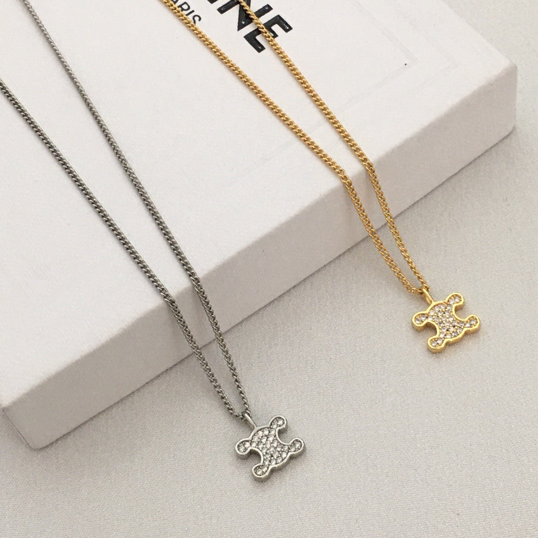 赛林家22新款凯旋门满钻项链女耳环高级感气质Cel风锁骨链颈链