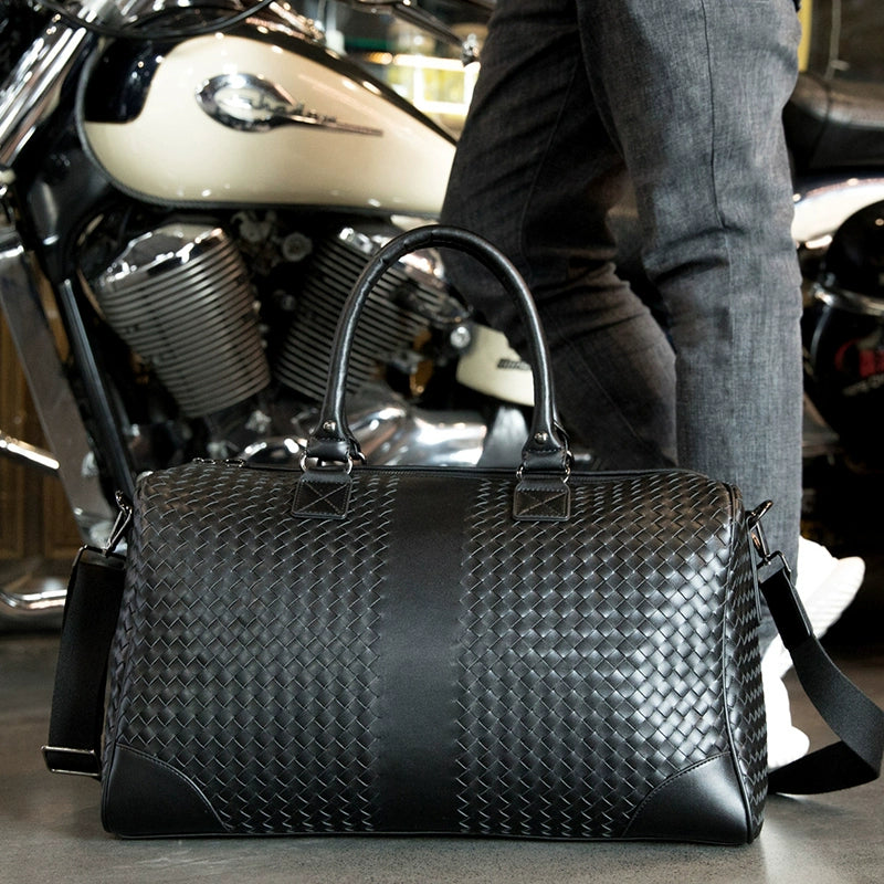 旅行包男手提出差大容量短途旅游行李袋编织男包单肩斜挎包健身包