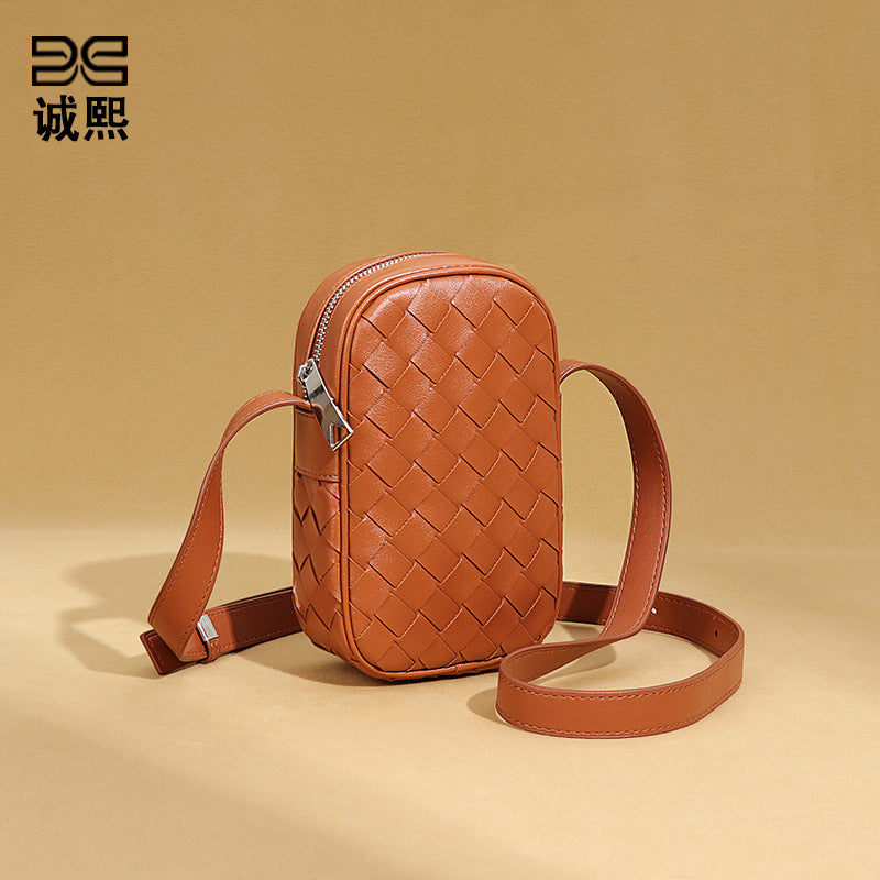 厂家直销夏季新款竖款手机包2025编织单肩包迷你小包多功能斜挎包