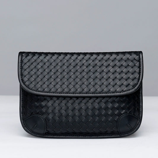 x&bv男士胸包真皮时尚小背包编织男包单肩包头层牛皮多功能斜挎包