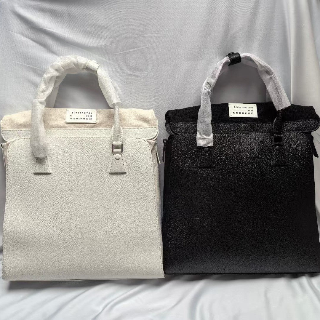 马吉LaMM6多功能5AC通勤包皮拼帆布大容量休闲单肩斜挎双肩电脑包