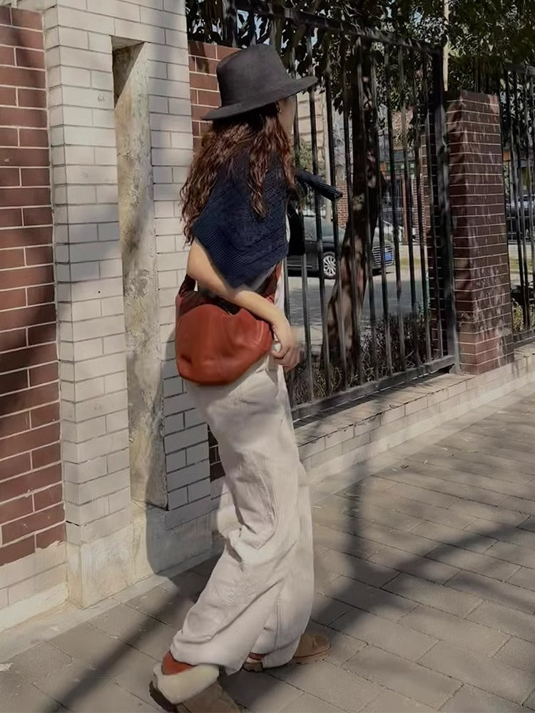 中号牛角包可颂包中性大容量慵懒流浪包斜挎包 直播一件代发批发