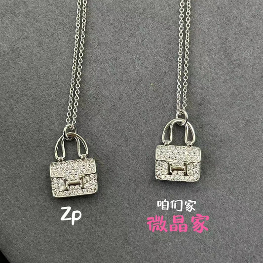 高版本爱马家新版康康包项链s925纯银新款H字母包包项链厂家直销