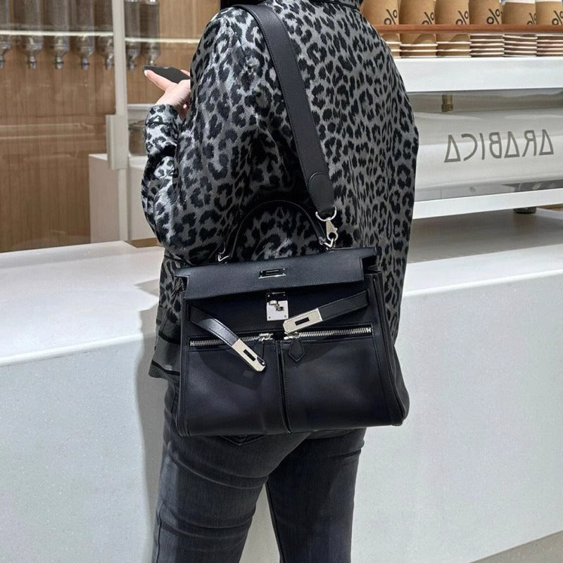 Swift皮 双口袋凯莉 lakis女高级感大容量手提包百搭通勤单肩斜挎