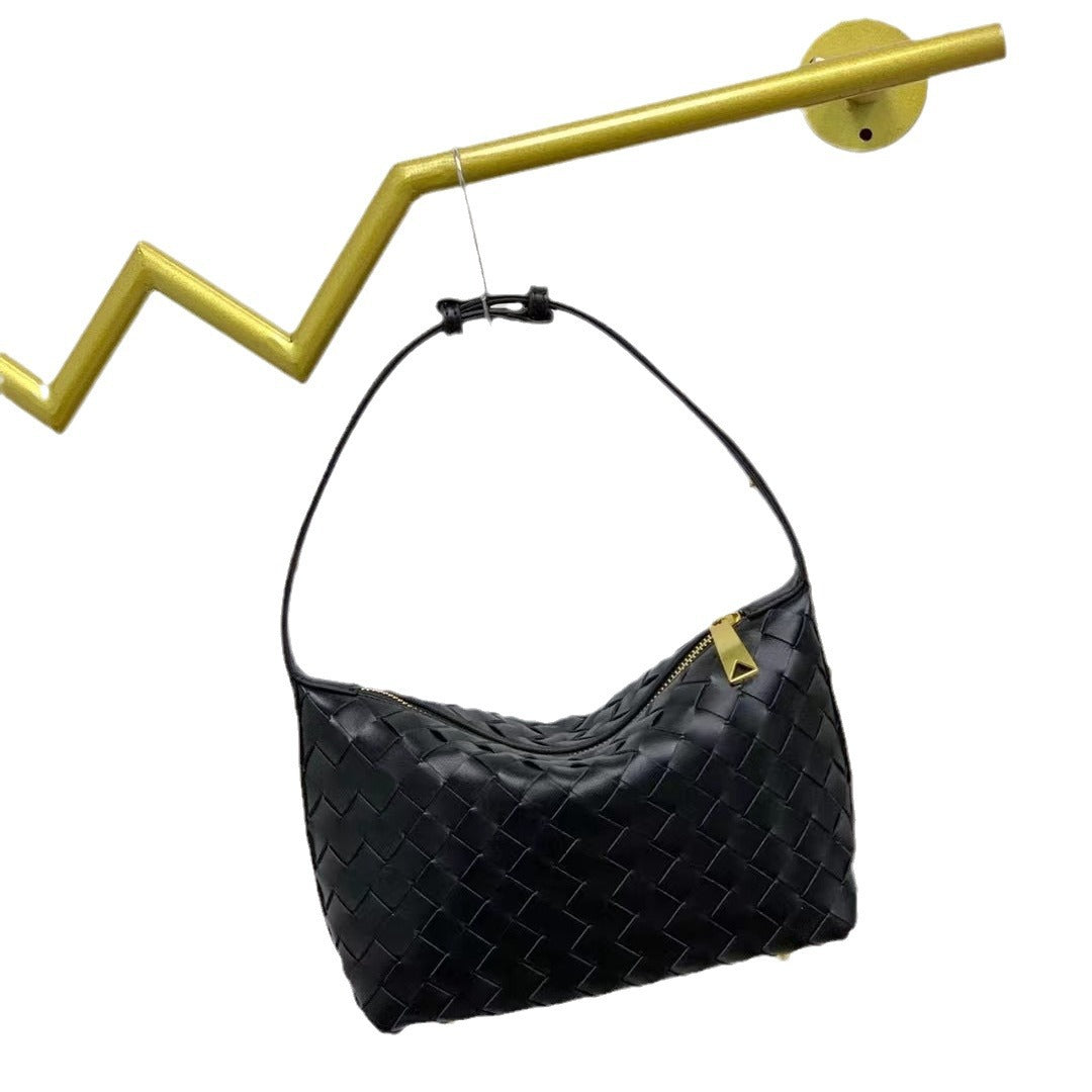 女士包包2023新款秋冬时尚简约休闲饭盒包手提编织女包单肩腋下包