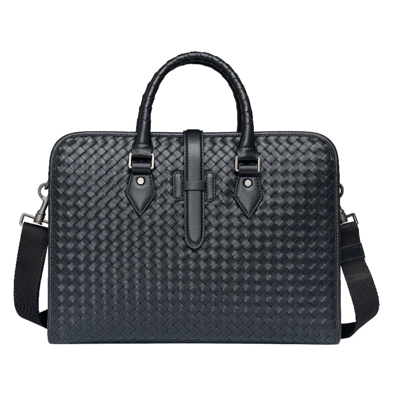 x&bv男包手提包真皮商务公文包电脑包编织头层牛皮单肩斜挎包拎包