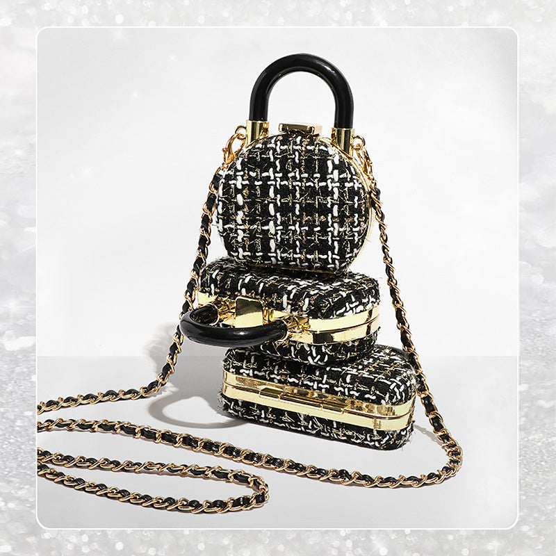 网红小香风迷你口红包化妆待带镜子随身口红盒便携洋气斜跨小包包