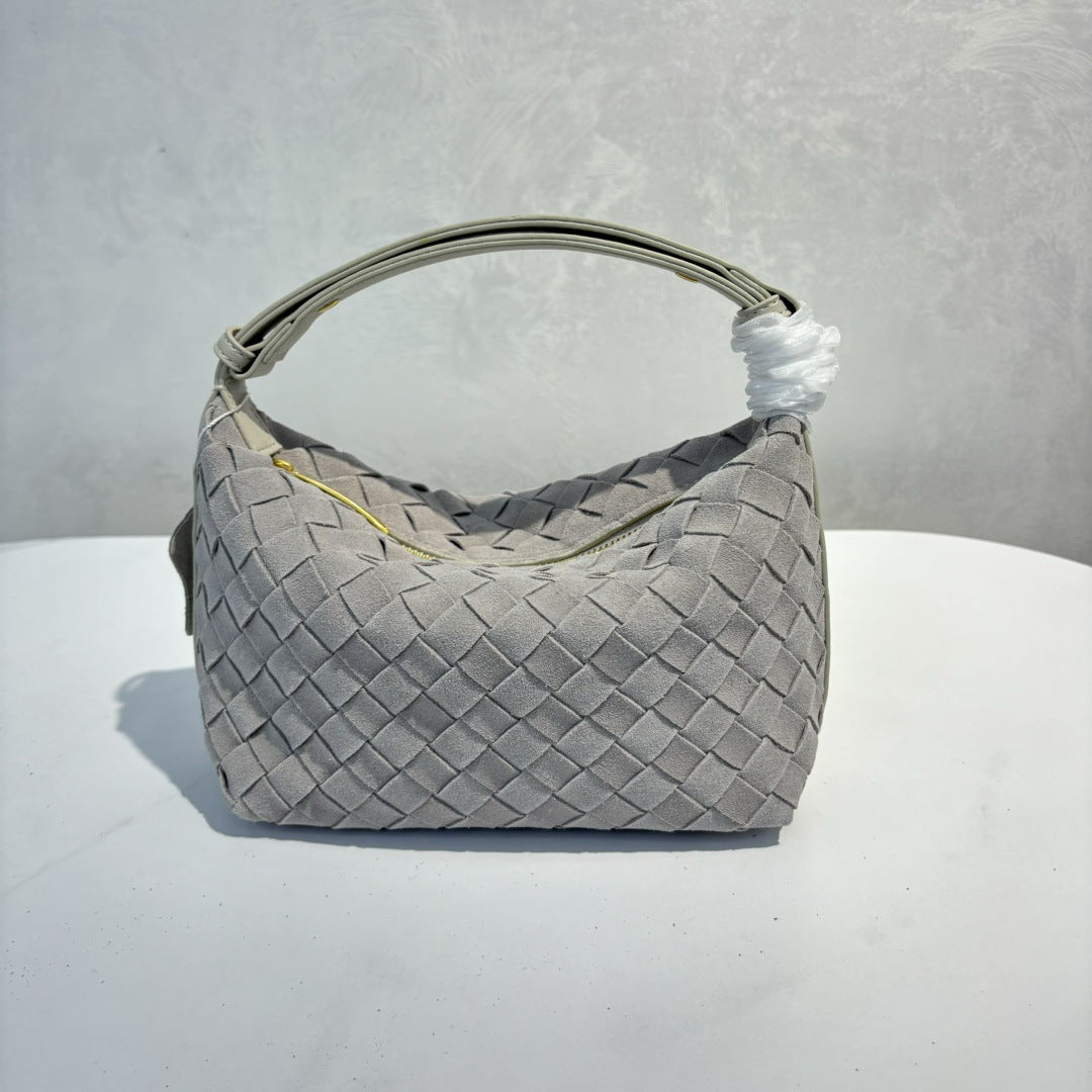 腋下包高级感真皮编织包24新款软皮包女手提手挽包百搭简约质感