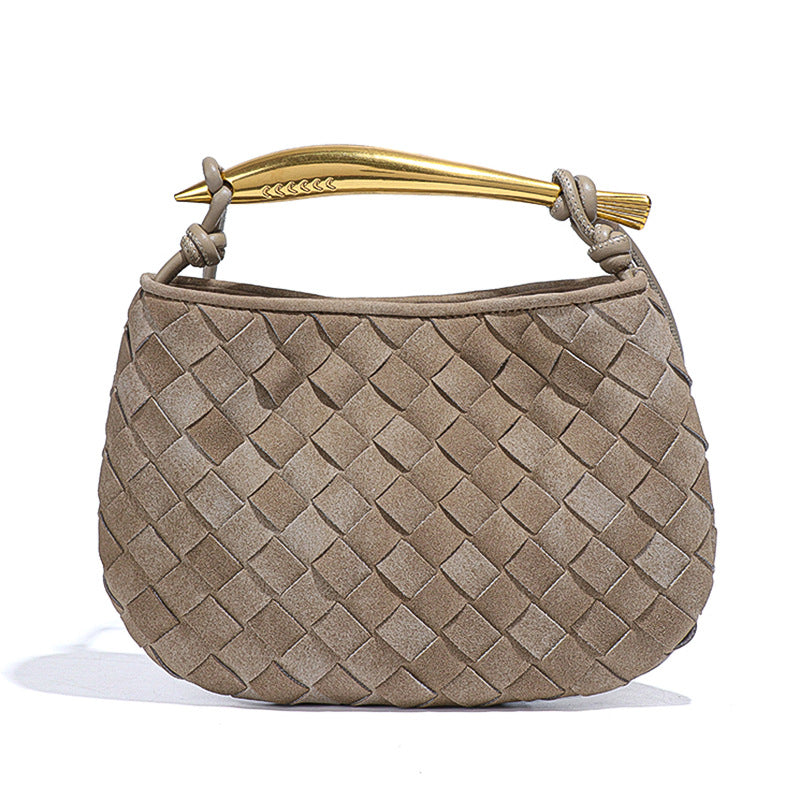 时尚小众百搭手提沙丁鱼饺子包手工编织女士包磨砂潮流单肩斜挎包