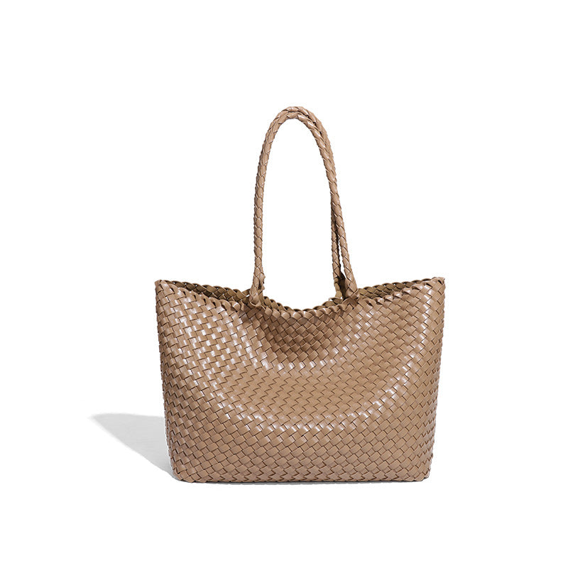 夏季新款大容量手工编织包女士休闲手提托特包时尚单肩腋下子母包