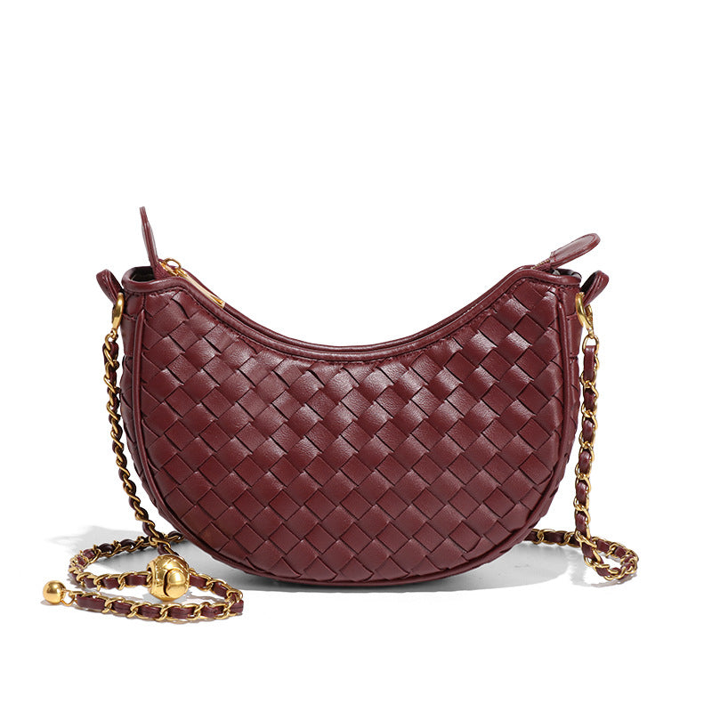 女包2025设计感月牙包新潮编织单肩包马卡龙新月包休闲斜挎月亮包