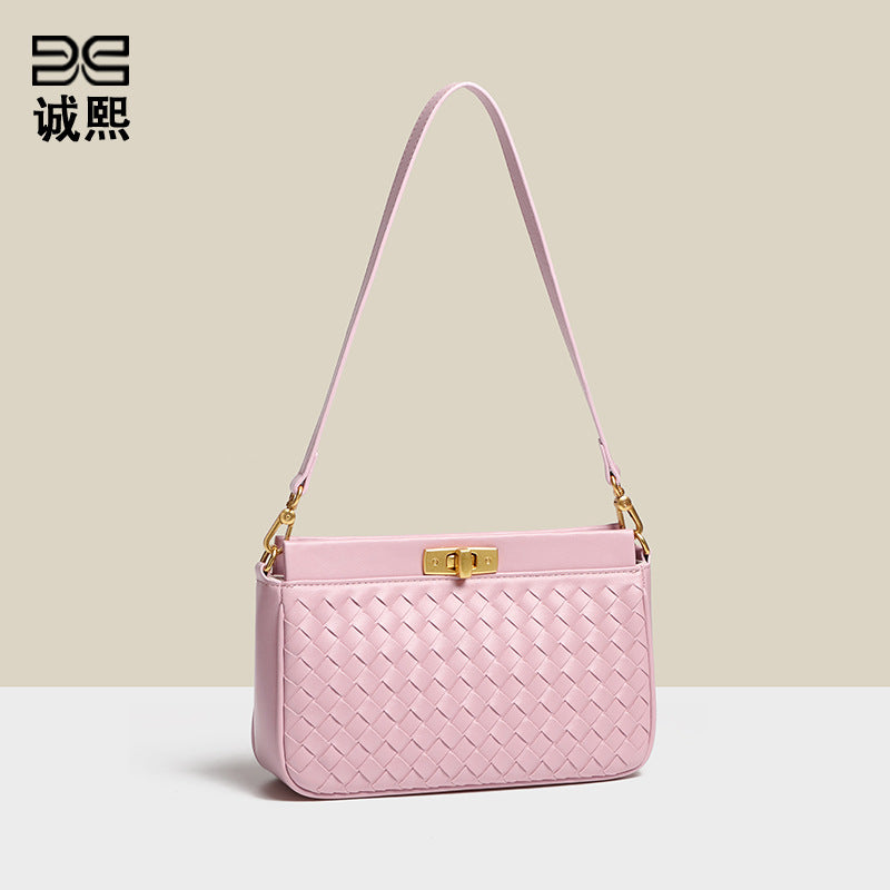 外贸批发初春新款手拎女包时尚休闲手工编织包约会百搭单肩腋下包