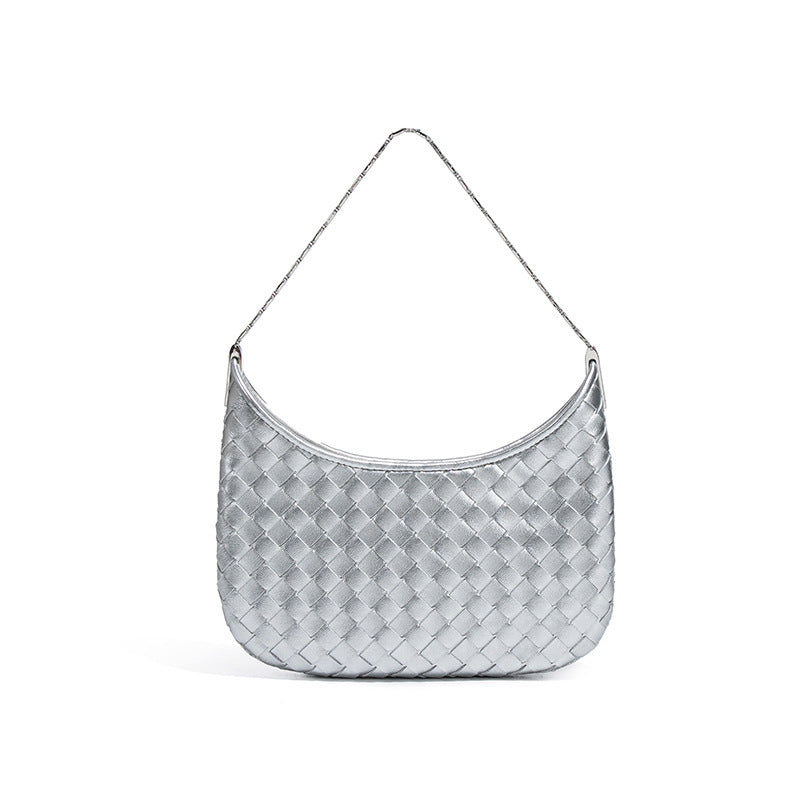 新款2025高级感单肩腋下女包质感潮流纯色编织包小众单肩斜跨包包