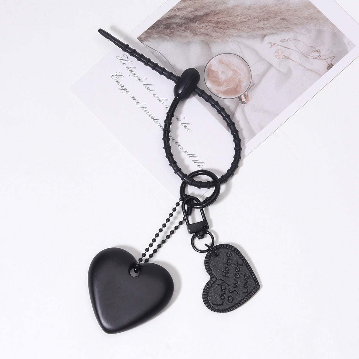 跨境热销磨砂质感亚克力包包挂件杯子挂饰挂件扎带时尚热销桃心