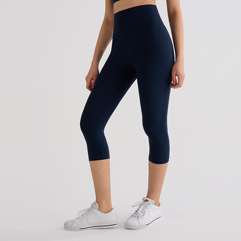 七分lulu瑜伽裤女高腰提臀弹力磨毛健身骑行裤吸湿速干运动紧身裤