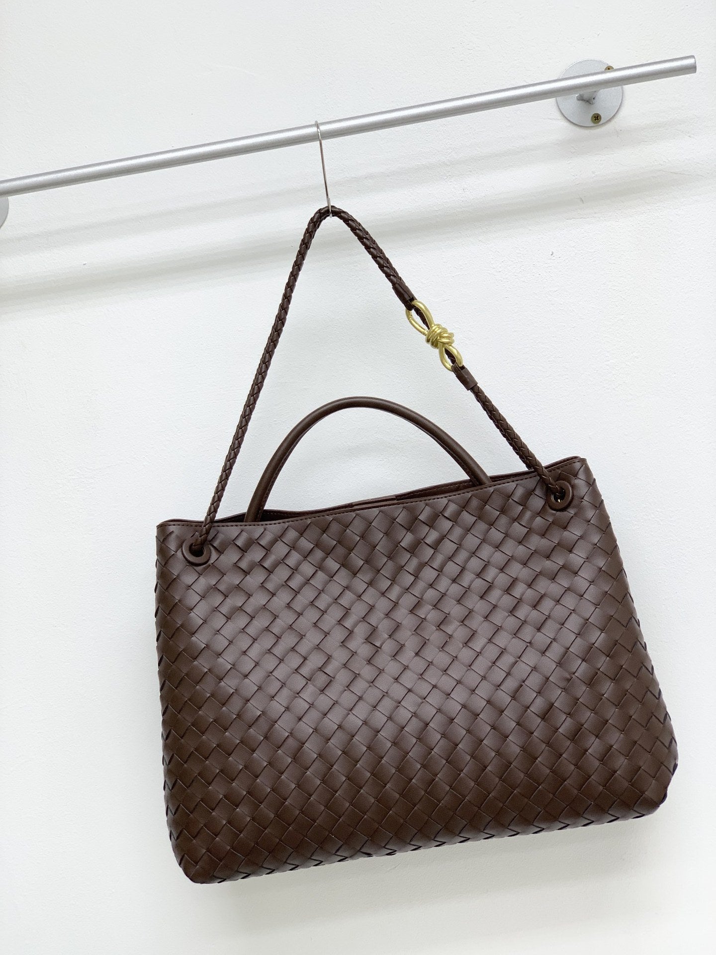 真皮编织包金属绳扣手提包牛皮单肩斜挎包大容量时尚托特包秋冬新