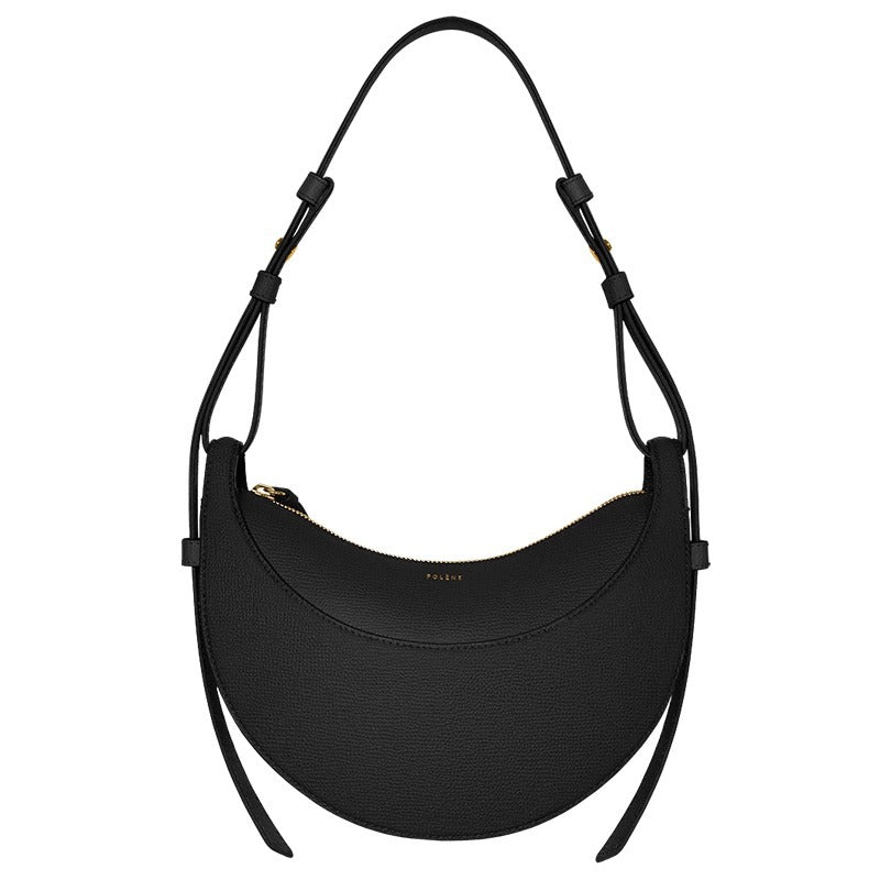 潮 poleno包月牙腋下包法国paris月亮包单肩斜挎包女真皮马鞍包女