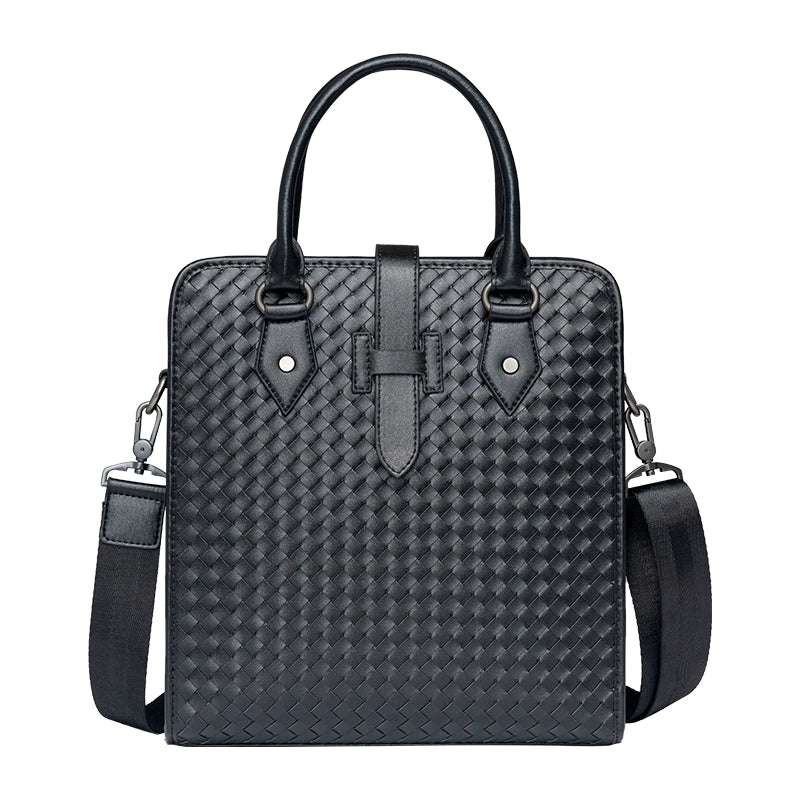 x&bv男包手提包真皮商务公文包电脑包编织头层牛皮单肩斜挎包拎包