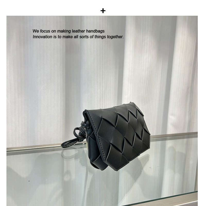 新款潮流真皮手工编织夹子包跨境肩带单肩斜挎厂家直销手机包