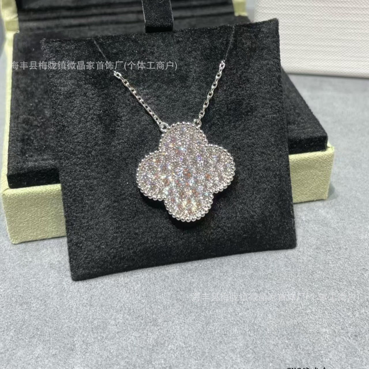 梵家高版本四叶草大号满钻项链20mm大号四叶草项链网红同款厂直销