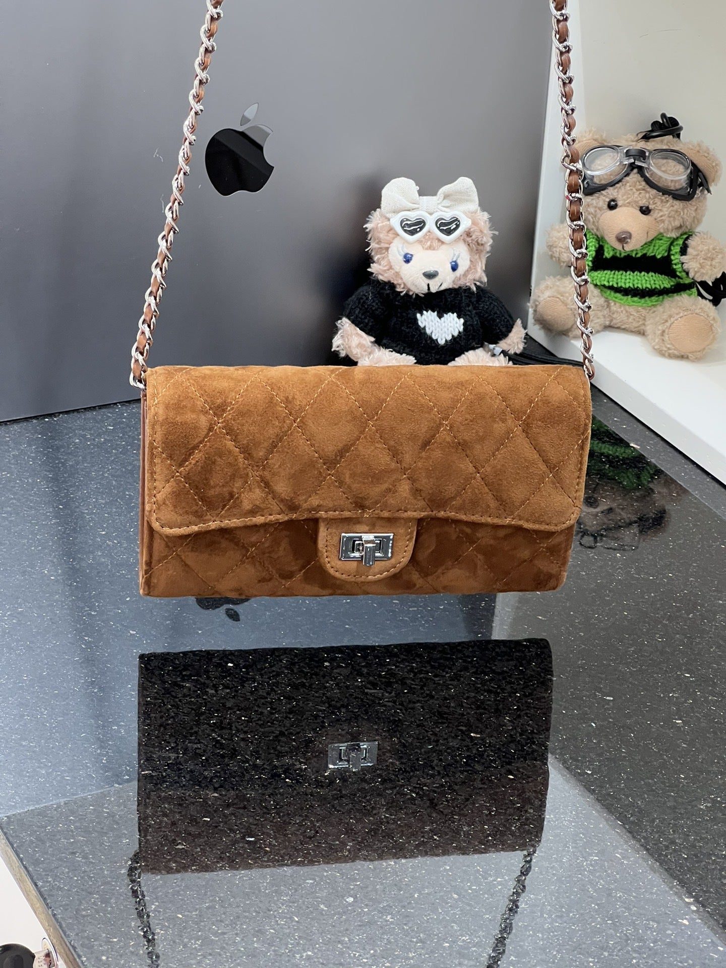 真皮磨砂菱格小香风链条小包包美拉德色百搭斜挎包零钱包手拿包潮