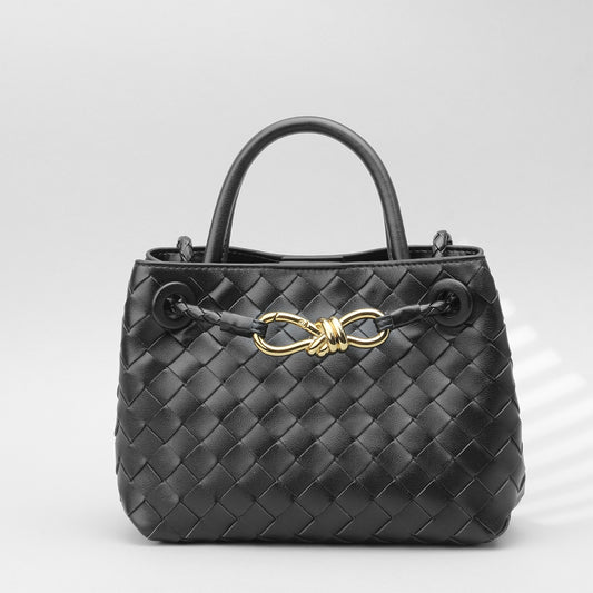 真皮手拎包外贸高级编织包跨境时尚羊皮手提包大容量单肩斜跨包女