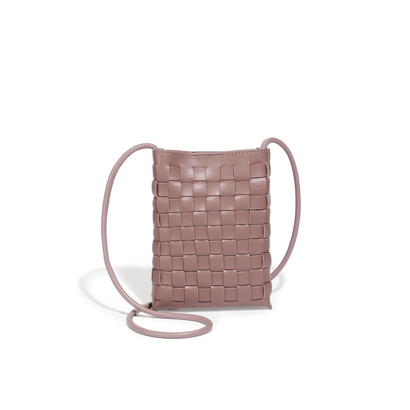 2025新款手机包包女外贸复古时尚手工编织包欧美简约百搭单肩斜跨