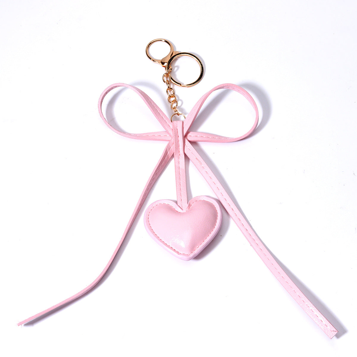 现货PU皮质桃心爱心蝴蝶结钥匙扣包挂diy包包挂件批发miu系包挂