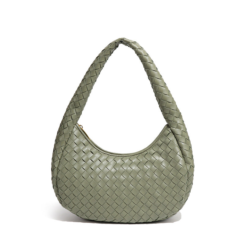 外贸批发小众时尚编织饺子包单肩简约百搭手拎女包质感休闲腋下包