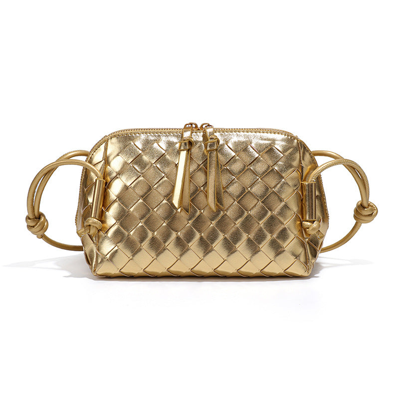 跨境新款手工编织包质感潮流百搭单肩斜挎女包时尚小众设计贝壳包