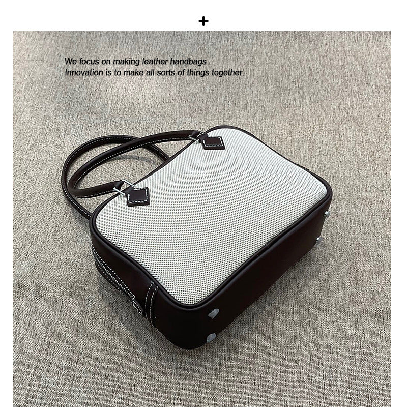 韩国手提小包包女2024新款春夏复古帆布小方包高级感百搭斜挎包女