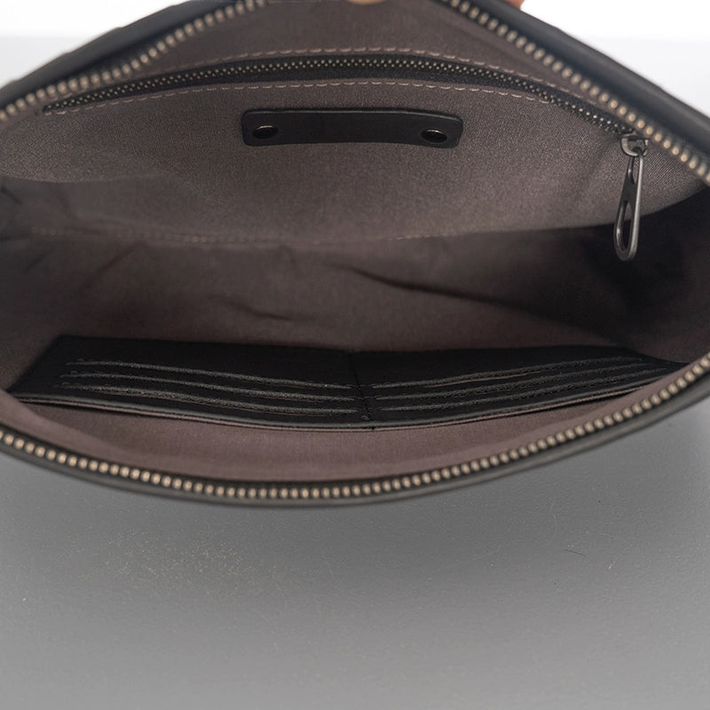 X&BV真皮单肩包男斜挎包大容量编织小背包多功能男士手拿包手包潮