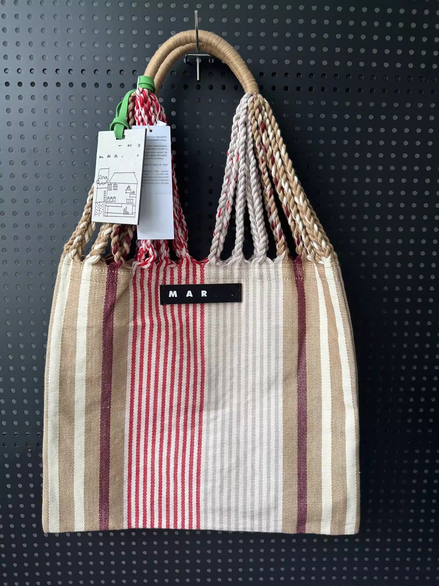 玛尼帆布吊床包针织条纹编织包大容量购物袋休闲单肩手提托特女包