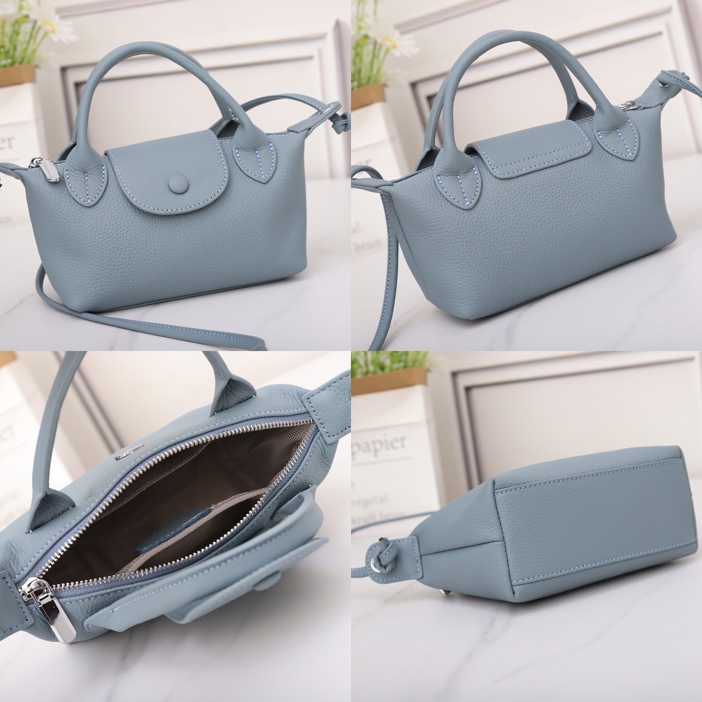 TOGO头层牛皮迷你饺子包包女ins质感单肩包手提手机包真皮斜挎包