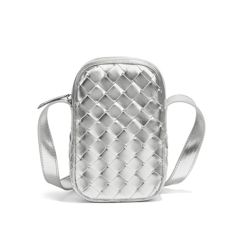 厂家直销夏季新款竖款手机包2025编织单肩包迷你小包多功能斜挎包