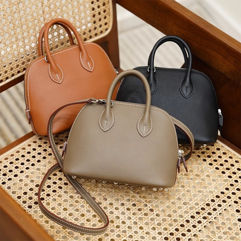 可爱实用担当~头层牛皮真皮贝壳包mini bolide迷你保龄球包 代发