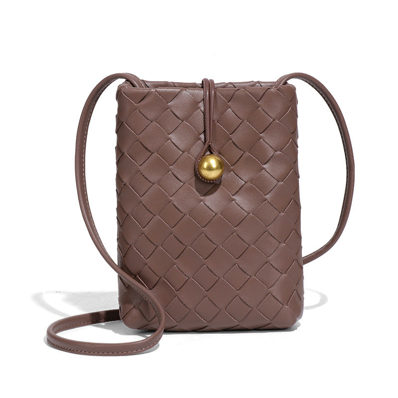 时尚迷你竖款编织手机包复古百搭斜挎零钱包小众质感潮流单肩女包