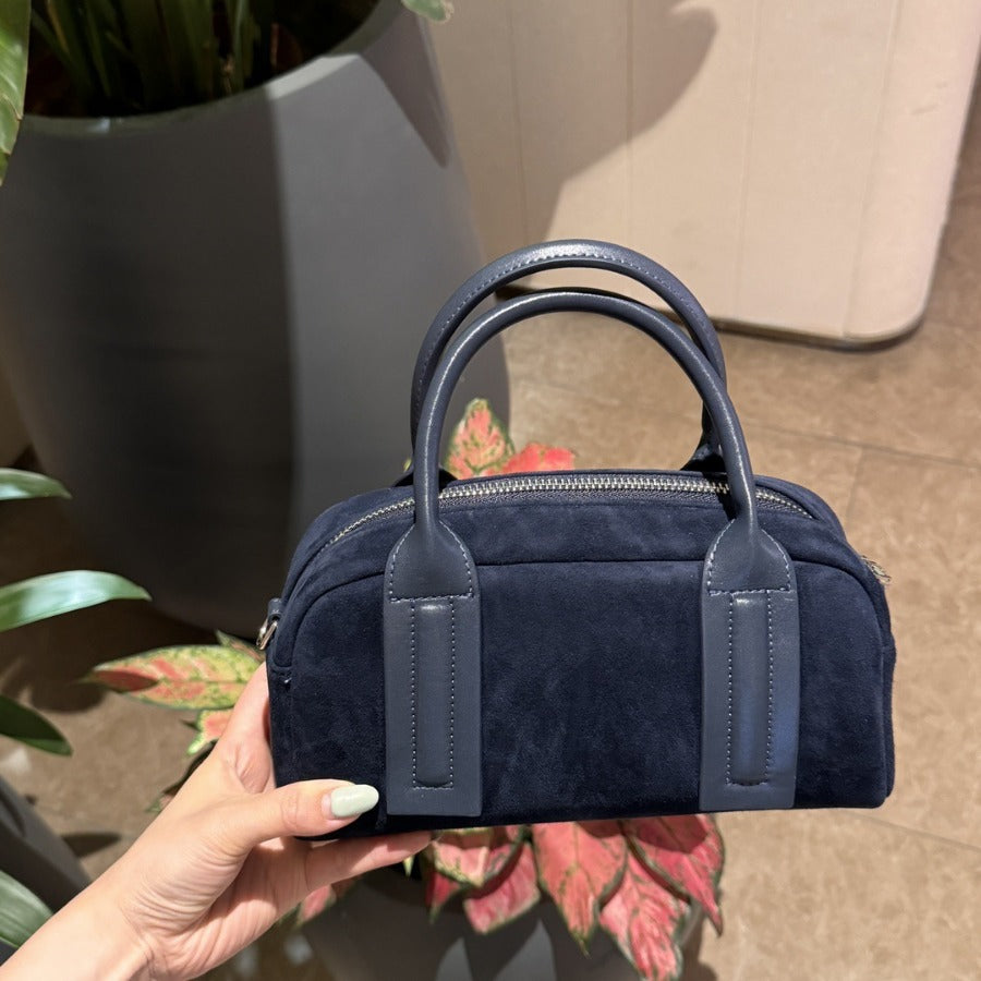 2024秋冬新款复古小众设计麂皮绒波士顿枕头包时尚单肩斜挎手提包