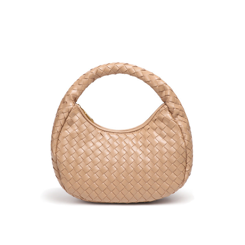 休闲百搭清新手拎月牙包包女网红同款小众简约轻便编织饺子手提包