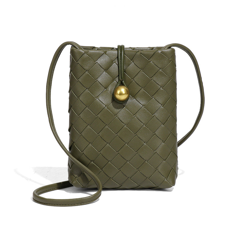 时尚迷你竖款编织手机包复古百搭斜挎零钱包小众质感潮流单肩女包