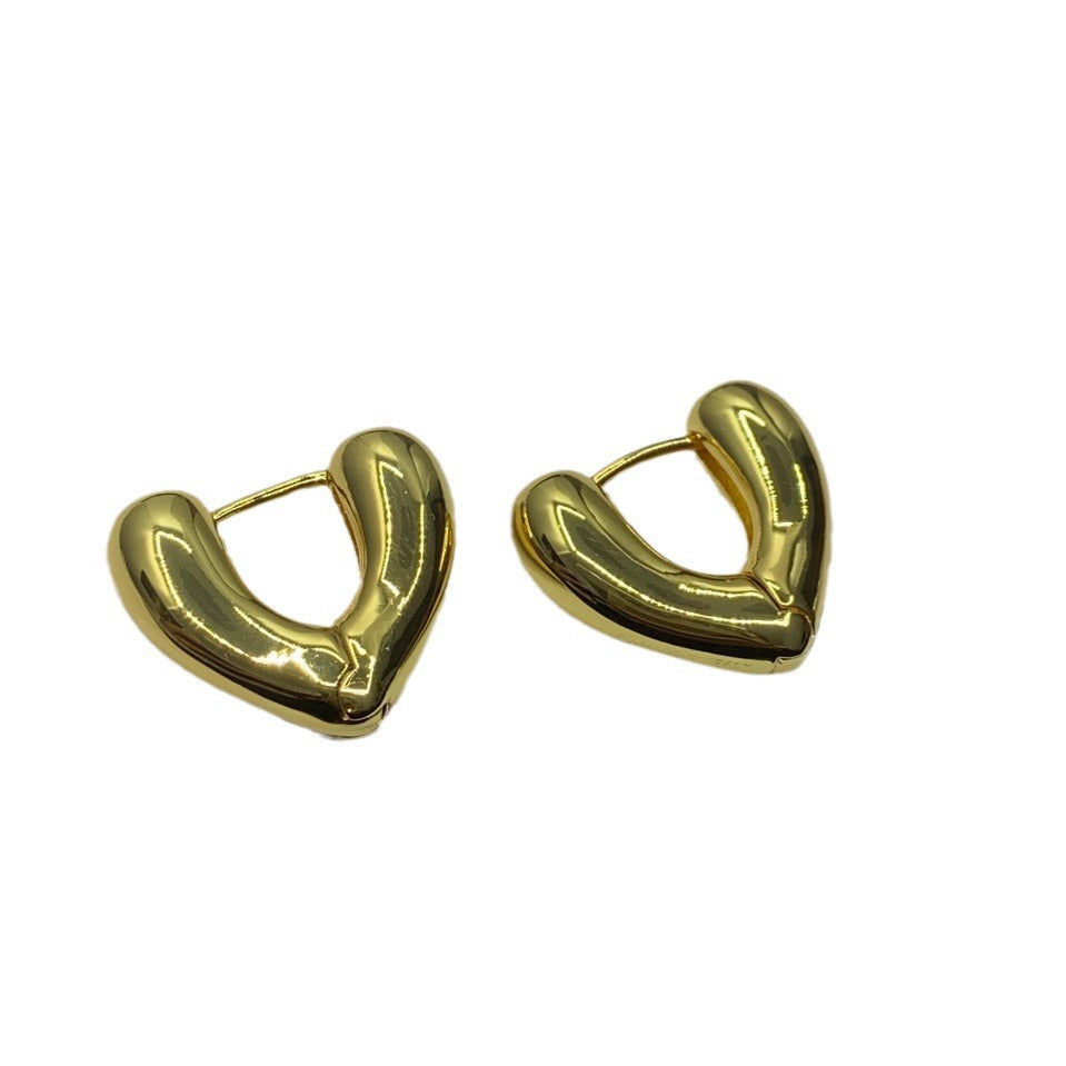 Bv22新款新款V型光面耳环女高级感气质港风几何形大耳扣