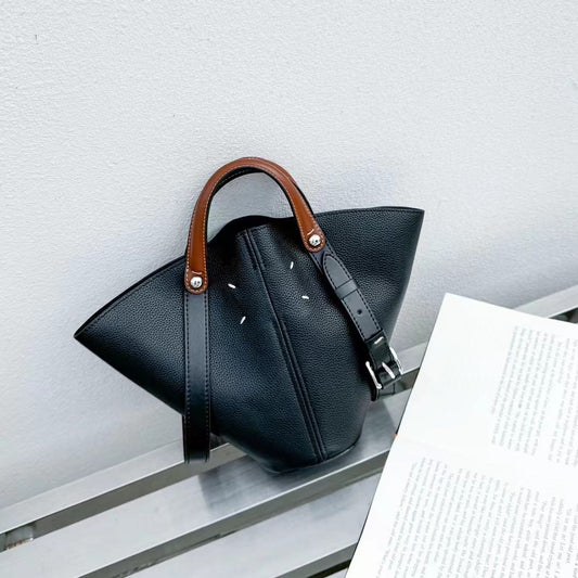 2025新款外贸女包牛皮手提包扇形菜篮子小众大容量手拎购物托特包