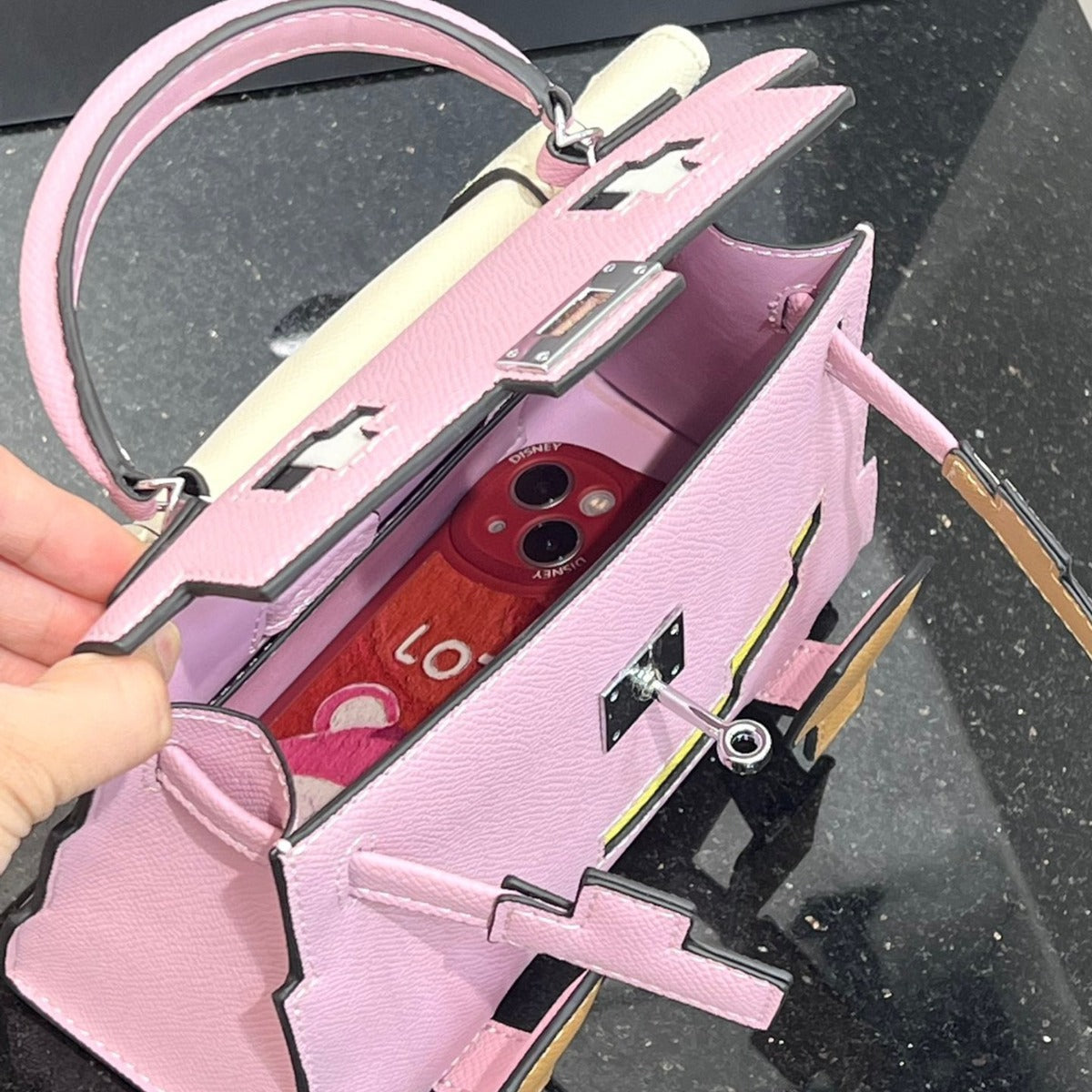 小众设计凯莉包2024新款可爱恶搞小怪兽包牛皮单肩手提包斜挎包女